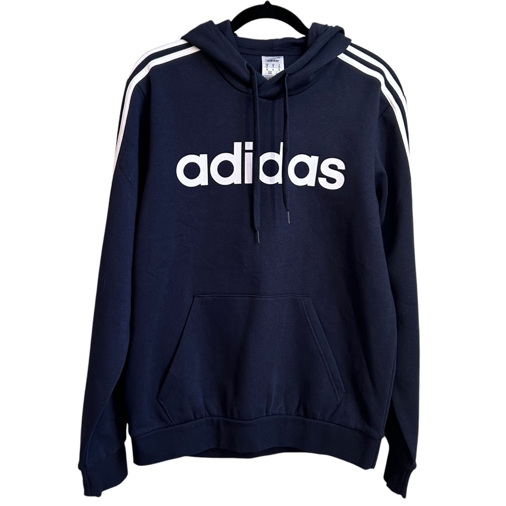 Adidas Navy Blue Hoodie with White Accents